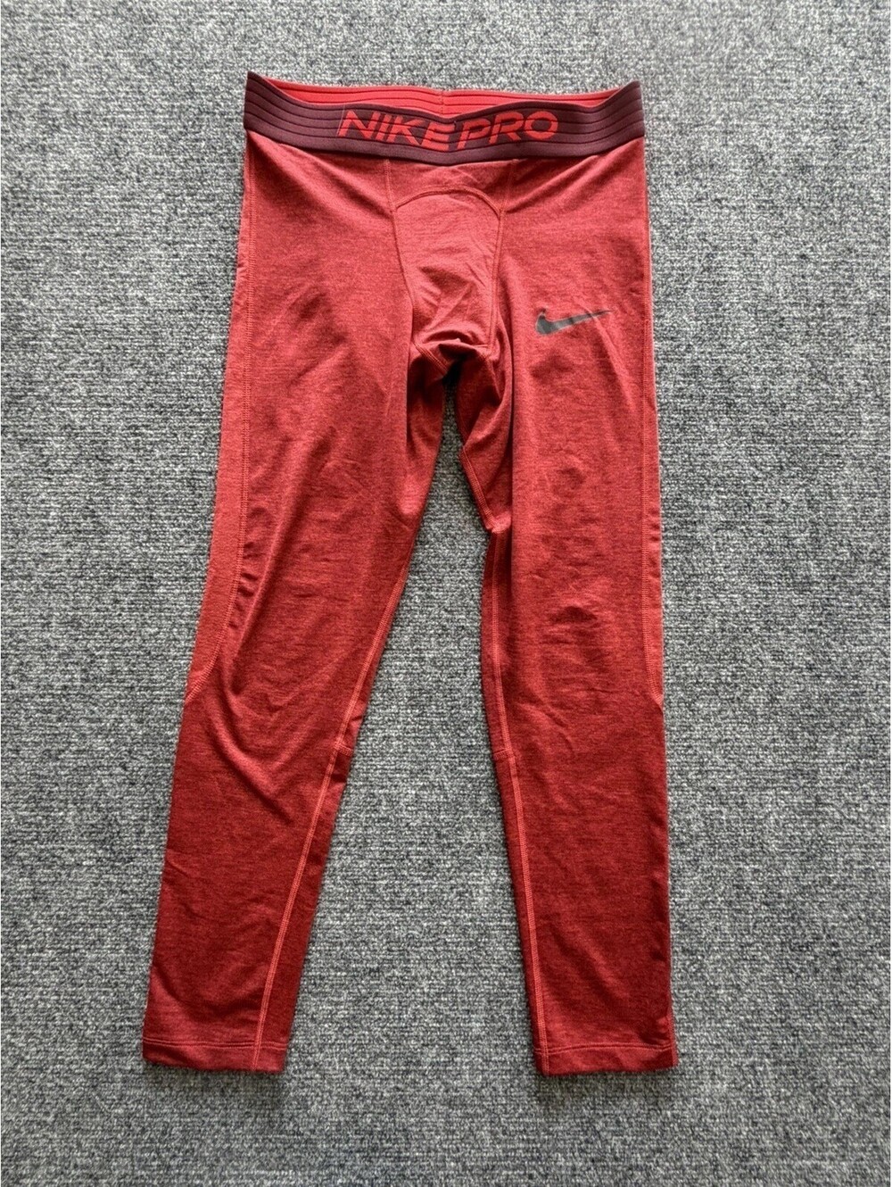 Nike Pro Dri-FIT Men's Red Compression Leggings Large Pull-On Stretch Jersey Run